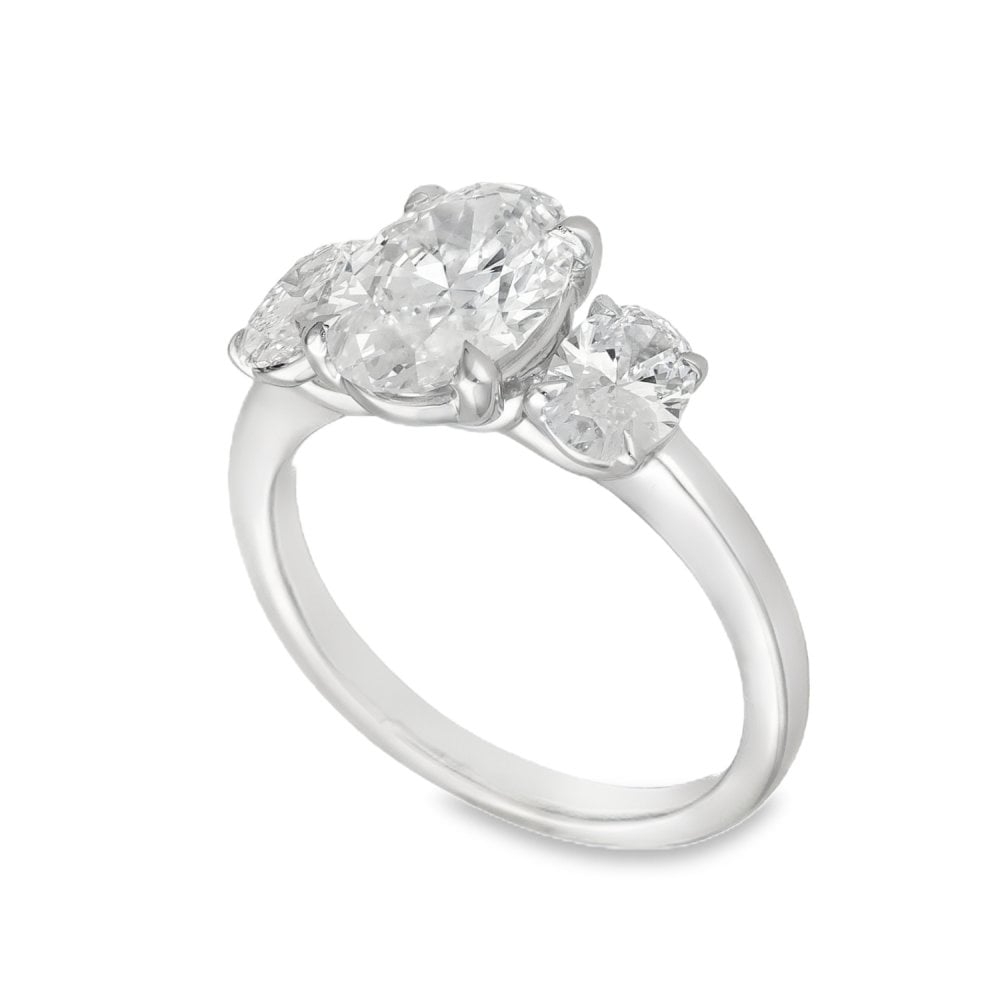 3.00ct White Gold Certified Diamond Trilogy Ring - F/VS2