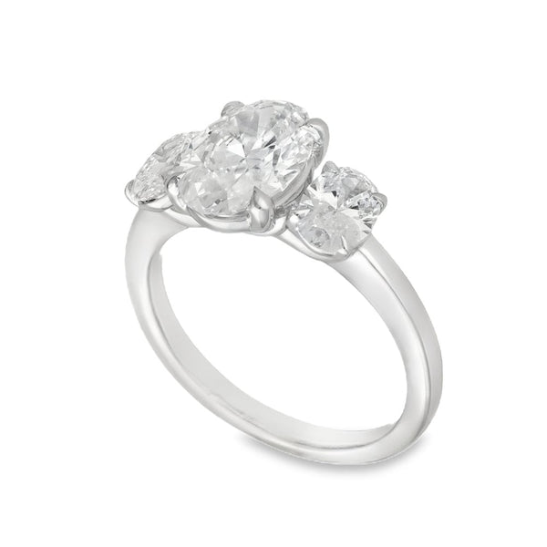 3.00ct White Gold Certified Diamond Trilogy Ring - F/VS2
