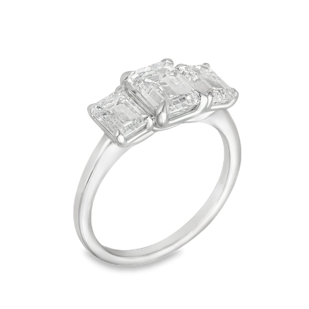 3.00ct White Gold Certified Diamond Trilogy Ring - F/VS2