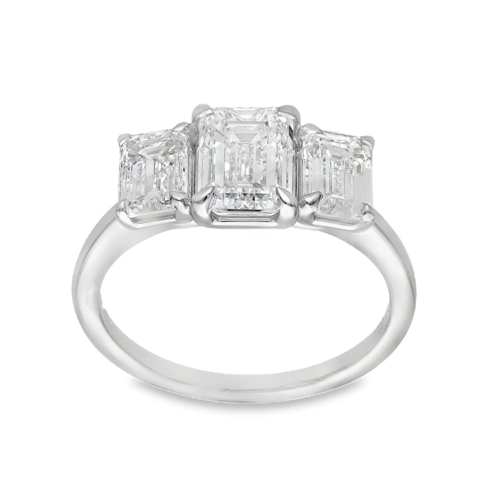 3.00ct White Gold Certified Diamond Trilogy Ring - F/VS2