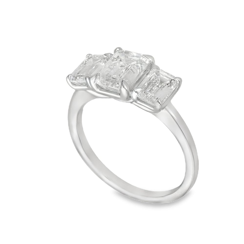 3.00ct White Gold Certified Diamond Trilogy Ring - F/VS2
