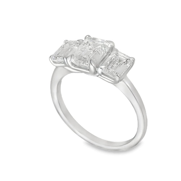 3.00ct White Gold Certified Diamond Trilogy Ring - F/VS2