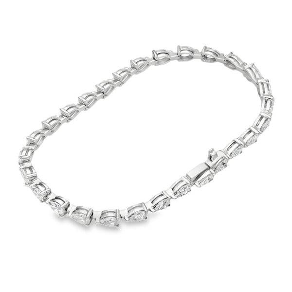 7.00ct White Gold Pear-Shaped Diamond Tennis Bracelet - F/VS2