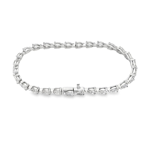 7.00ct White Gold Pear-Shaped Diamond Tennis Bracelet - F/VS2
