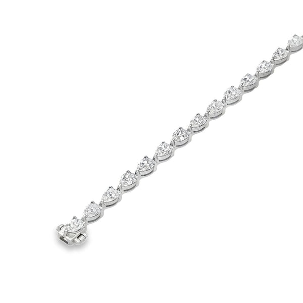 7.00ct White Gold Pear-Shaped Diamond Tennis Bracelet - F/VS2