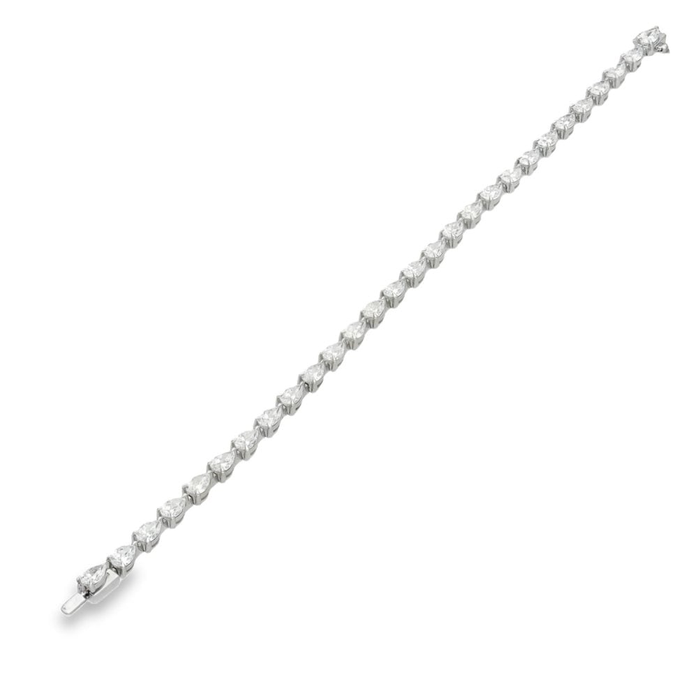 7.00ct White Gold Pear-Shaped Diamond Tennis Bracelet - F/VS2