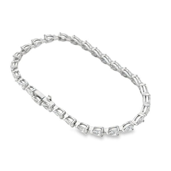 7.00ct White Gold Pear-Shaped Diamond Tennis Bracelet - F/VS2