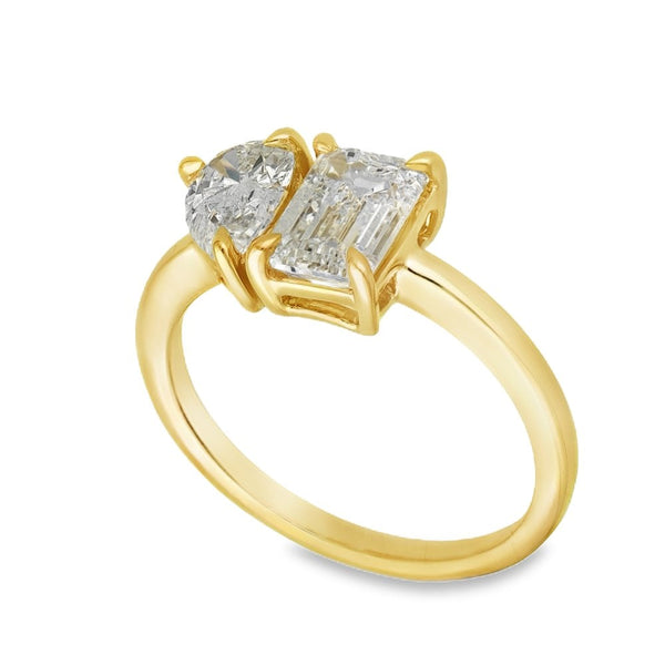2.00ct Yellow Gold Toi et Moi Diamond Engagement Ring - F/VS