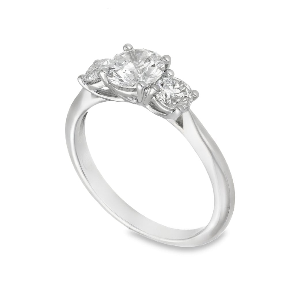 1.29ct White Gold Diamond Trilogy Ring - F/VS