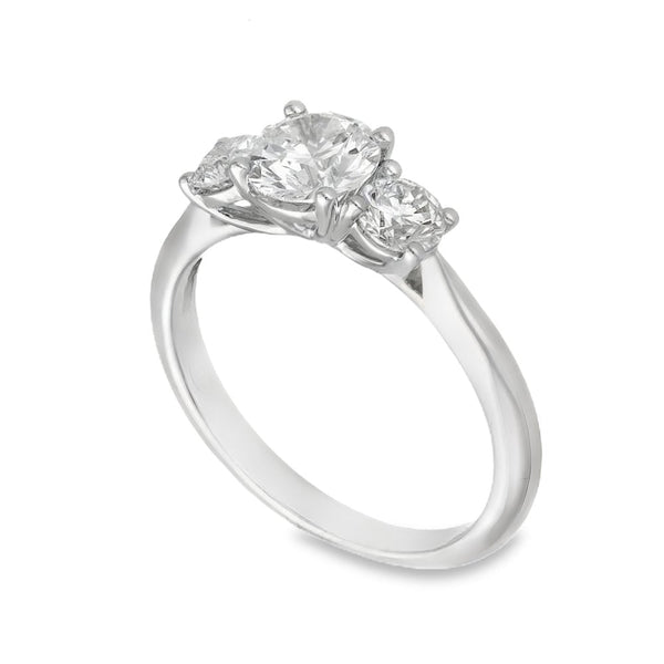 1.29ct White Gold Diamond Trilogy Ring - F/VS