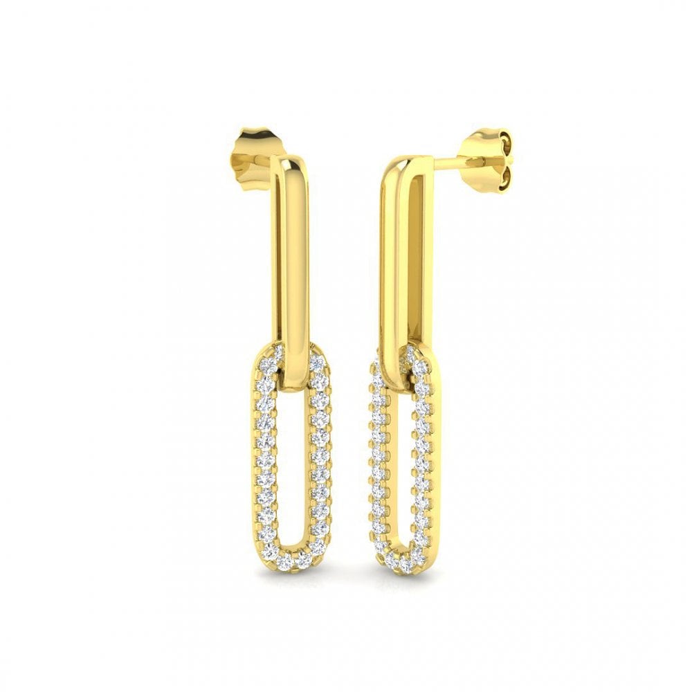 0.56ct Yellow Gold Diamond Paperlink Drop Earrings - F/VS1