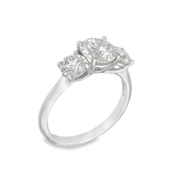 2.33ct White Gold Round Brilliant Diamond Trilogy Ring - F/VS2