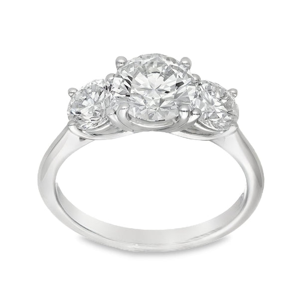 2.33ct White Gold Round Brilliant Diamond Trilogy Ring - F/VS2