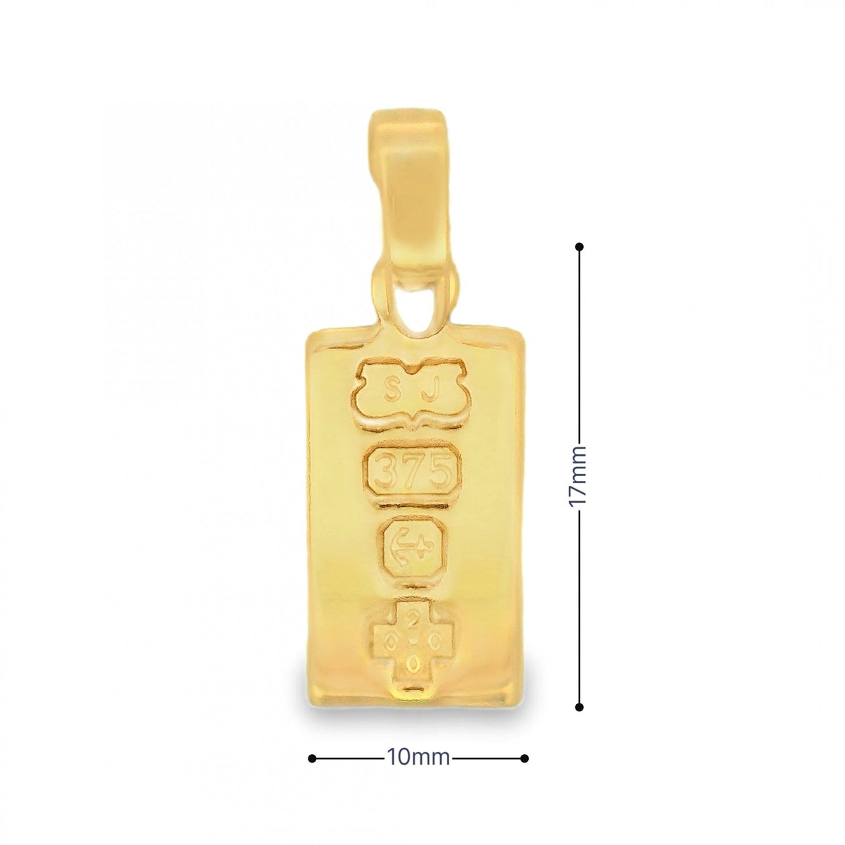 9ct Yellow Gold Ingot Pendant - 10x17x2mm - 4.2g