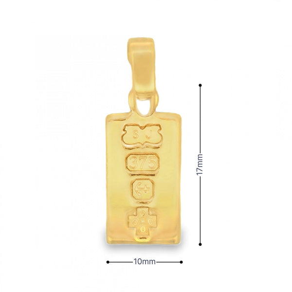 9ct Yellow Gold Ingot Pendant - 10x17x2mm - 4.2g