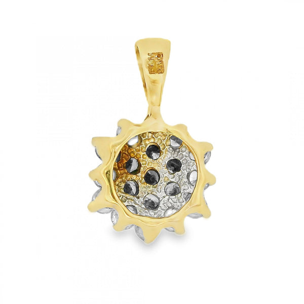 9ct Yellow Gold Diamond Cluster Pendant - 10x15x4.5mm - 0.50ct