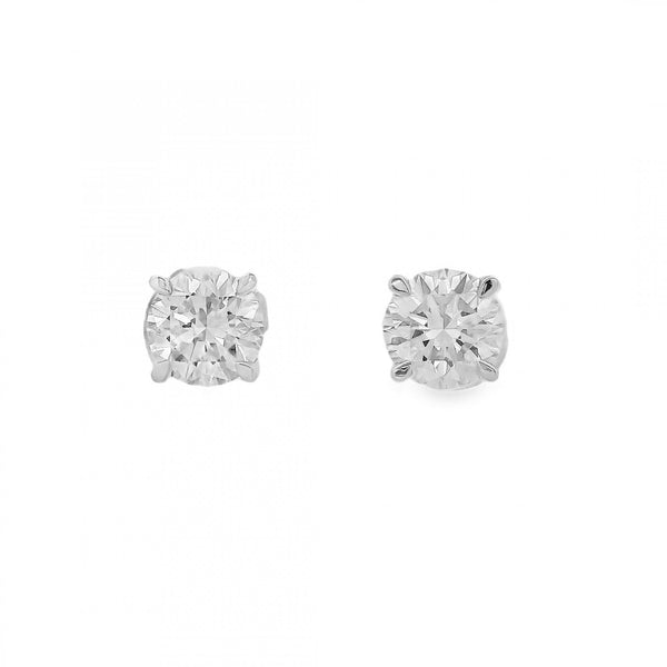 2.11ct Yellow Gold Round Brilliant Diamond Stud Earrings - F/VS2