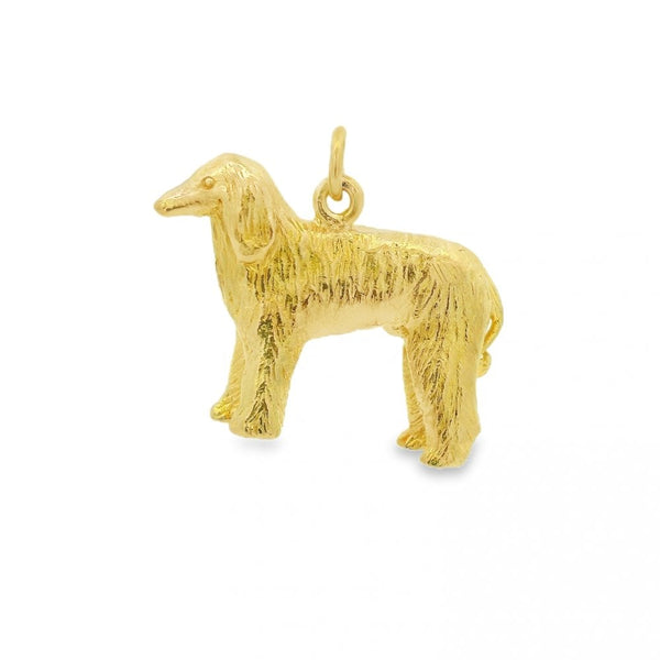 9ct Yellow Gold Dog Charm - 25x17x6mm - 9.3g