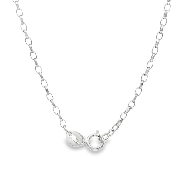 18ct White Gold Sapphire & Diamond Pendant & Chain - 18"