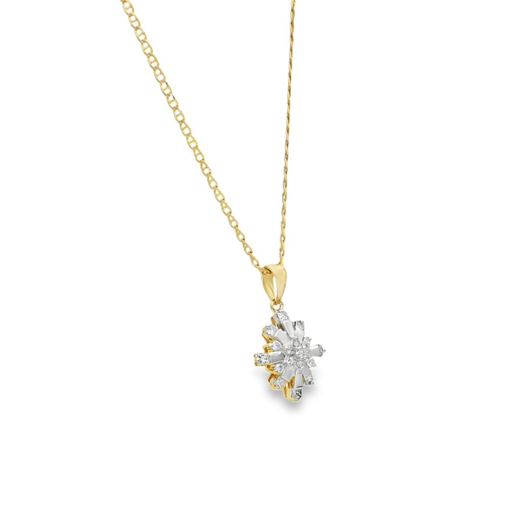 9ct Yellow Gold Anchor Chain & Diamond Star Pendant - 19"