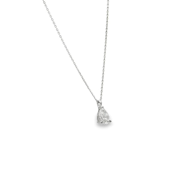 1.02ct White Gold Pear-Cut Diamond Pendant & Necklace - F/VS2