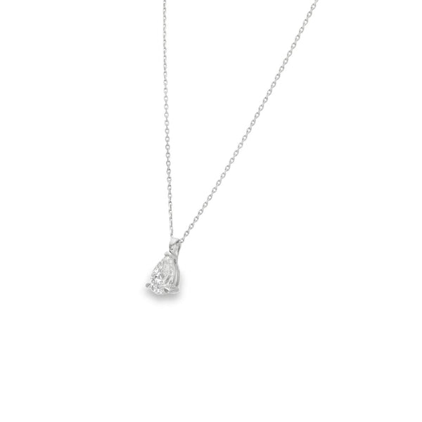 1.02ct White Gold Pear-Cut Diamond Pendant & Necklace - F/VS2