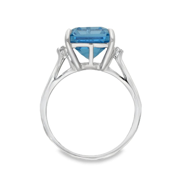 9ct White Gold Blue Topaz Dress Ring - Size O½