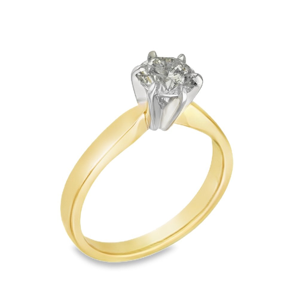 18ct Yellow Gold Diamond Engagement Ring - Size N - 1.04ct