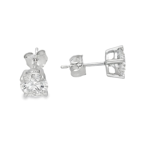 2.08ct White Gold Round Brilliant Diamond Stud Earrings - F/VS2