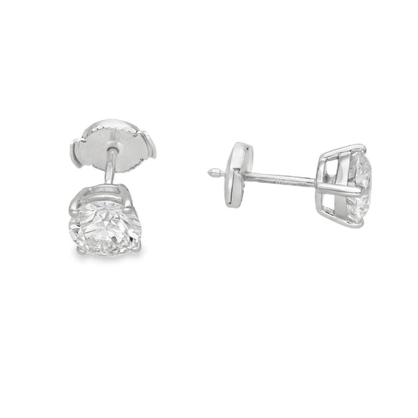 2.00ct White Gold Round Brilliant Diamond Stud Earrings - F/VS2