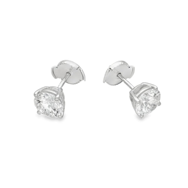 2.00ct White Gold Round Brilliant Diamond Stud Earrings - F/VS2