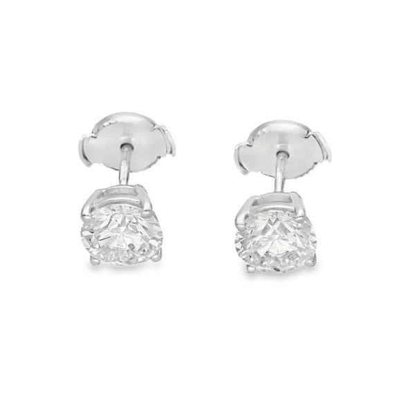 2.00ct White Gold Round Brilliant Diamond Stud Earrings - F/VS2