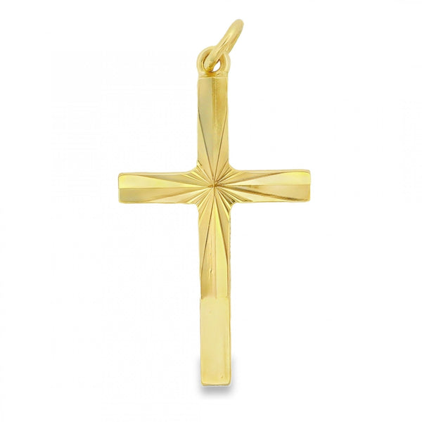 9ct Yellow Gold Block Cross Pendant - 16x28x2mm - 2.8g