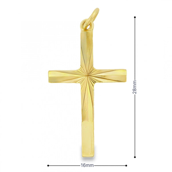9ct Yellow Gold Block Cross Pendant - 16x28x2mm - 2.8g
