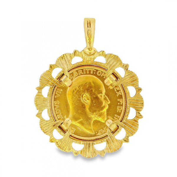 1910 Yellow Gold Half Sovereign Coin Pendant - 28x36x2.5mm -7.7g