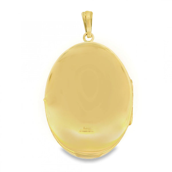 9ct Yellow Gold Feather Engraved Locket - 30x40x4mm - 10.3g