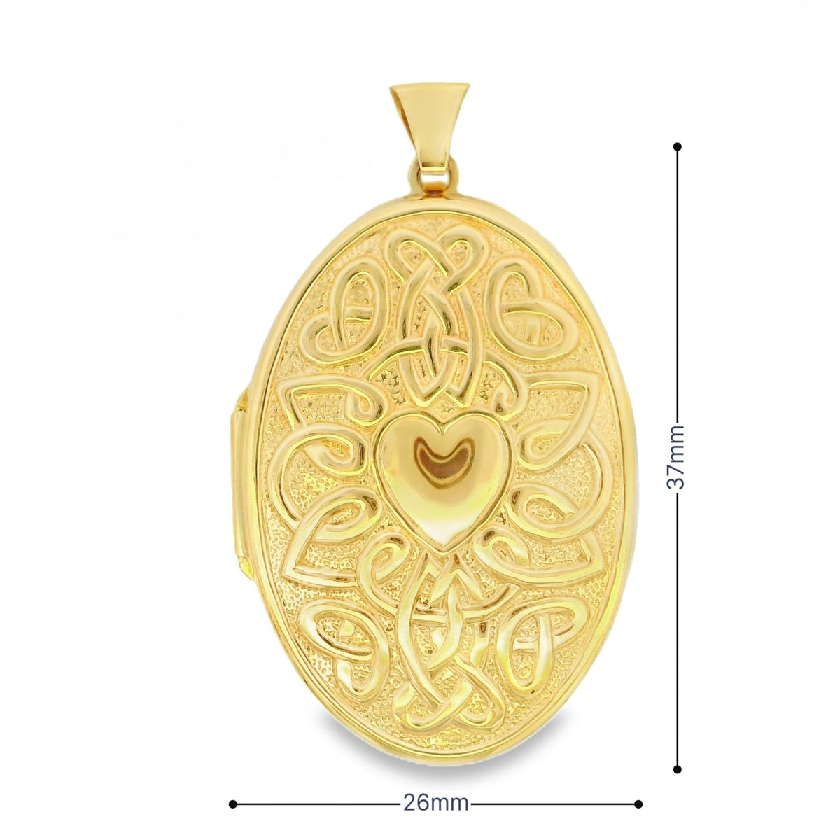 9ct Yellow Gold Heart Engraved Locket - 26x37x6mm - 6.0g
