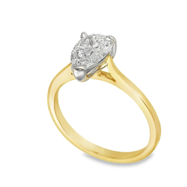 18ct Yellow Gold Diamond Engagement Ring - Size O - 1.51ct