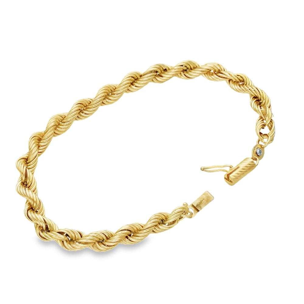 9ct Yellow Gold Hollow Rope Bracelet - 7" - 4.8g