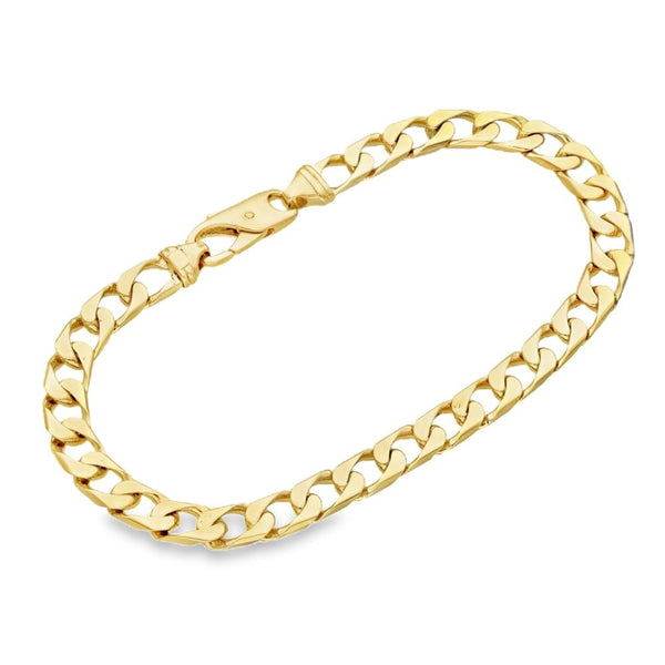 9ct Yellow Gold Square Curb Bracelet - 8.5" - 16.8g