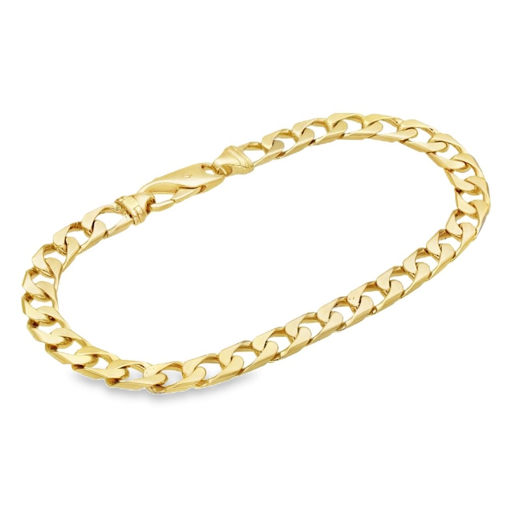 9ct Yellow Gold Square Curb Bracelet - 8.5" - 16.8g