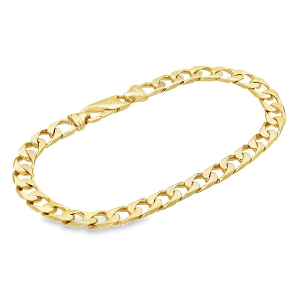 9ct Yellow Gold Square Curb Bracelet - 8.5" - 16.8g