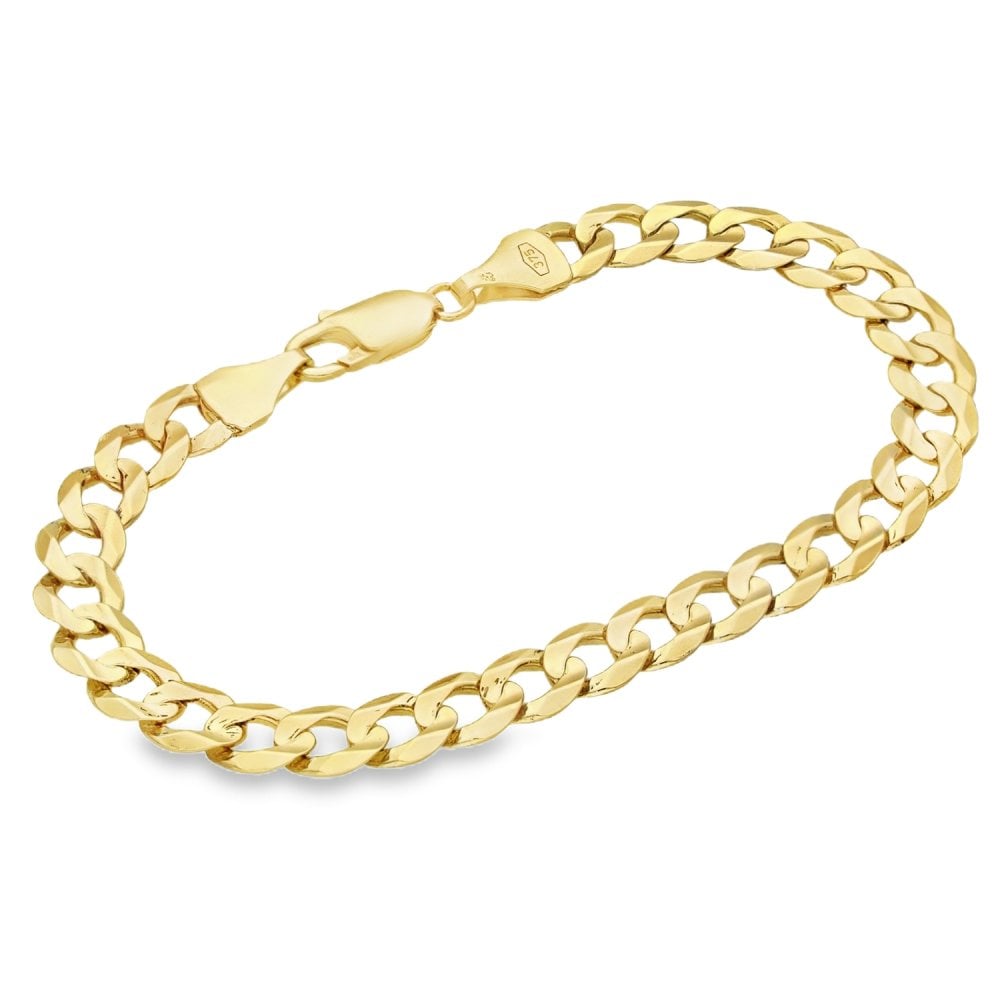9ct Yellow Gold Open Curb Bracelet - 8" - 14.0g