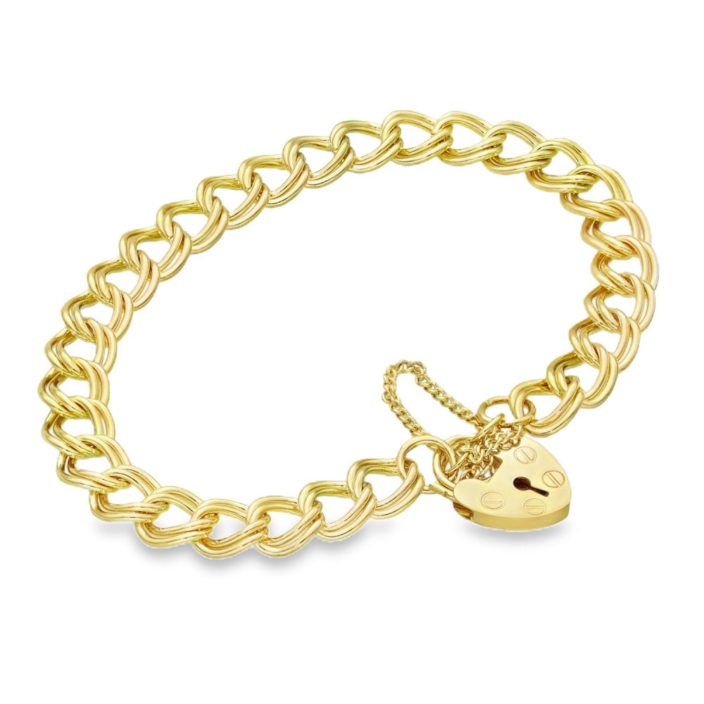 9ct Yellow Gold Double Curb Bracelet - 7" - 12.1g