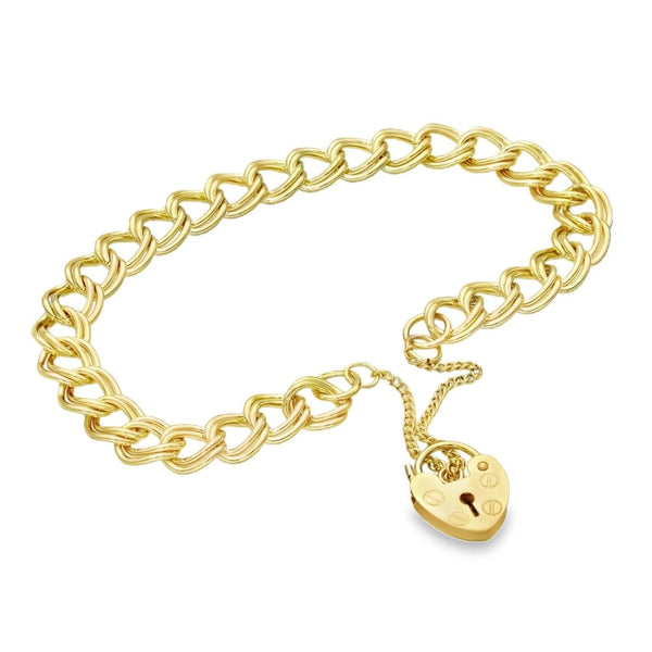 9ct Yellow Gold Double Curb Bracelet - 7" - 12.1g