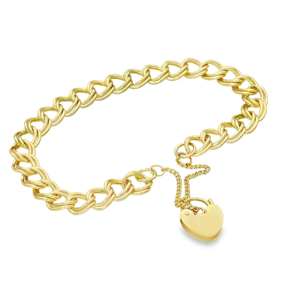 9ct Yellow Gold Double Curb Bracelet - 7" - 12.1g