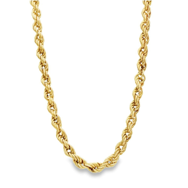 9ct Yellow Gold Hollow Rope Chain - 18" - 10.0g