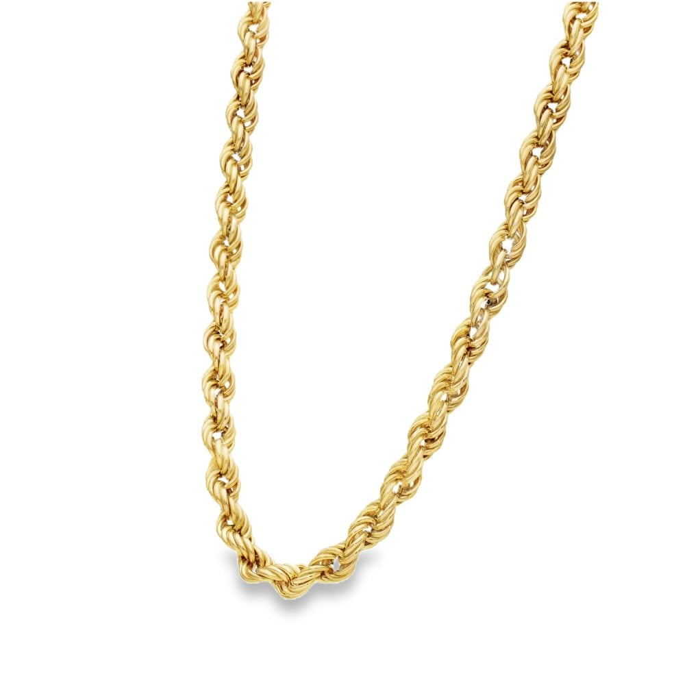 9ct Yellow Gold Hollow Rope Chain - 18" - 10.0g