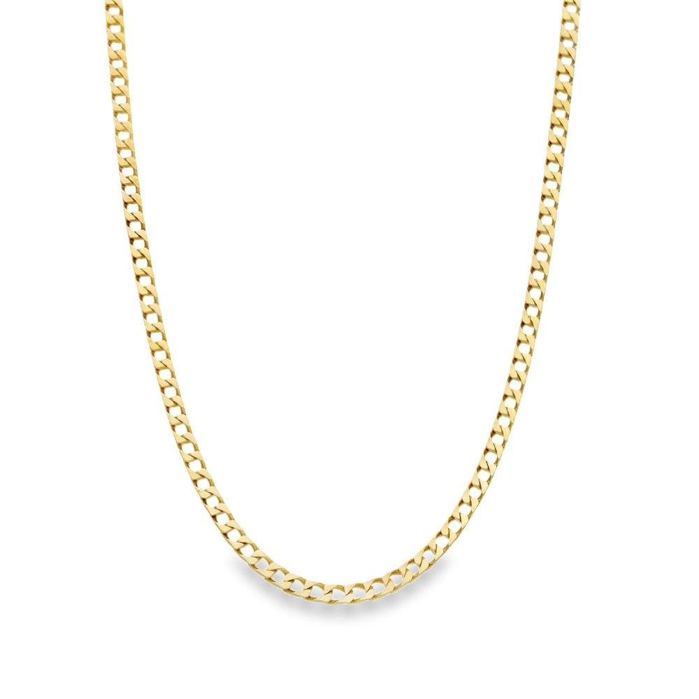 9ct Yellow Gold Square Curb Chain - 25" - 11.0g