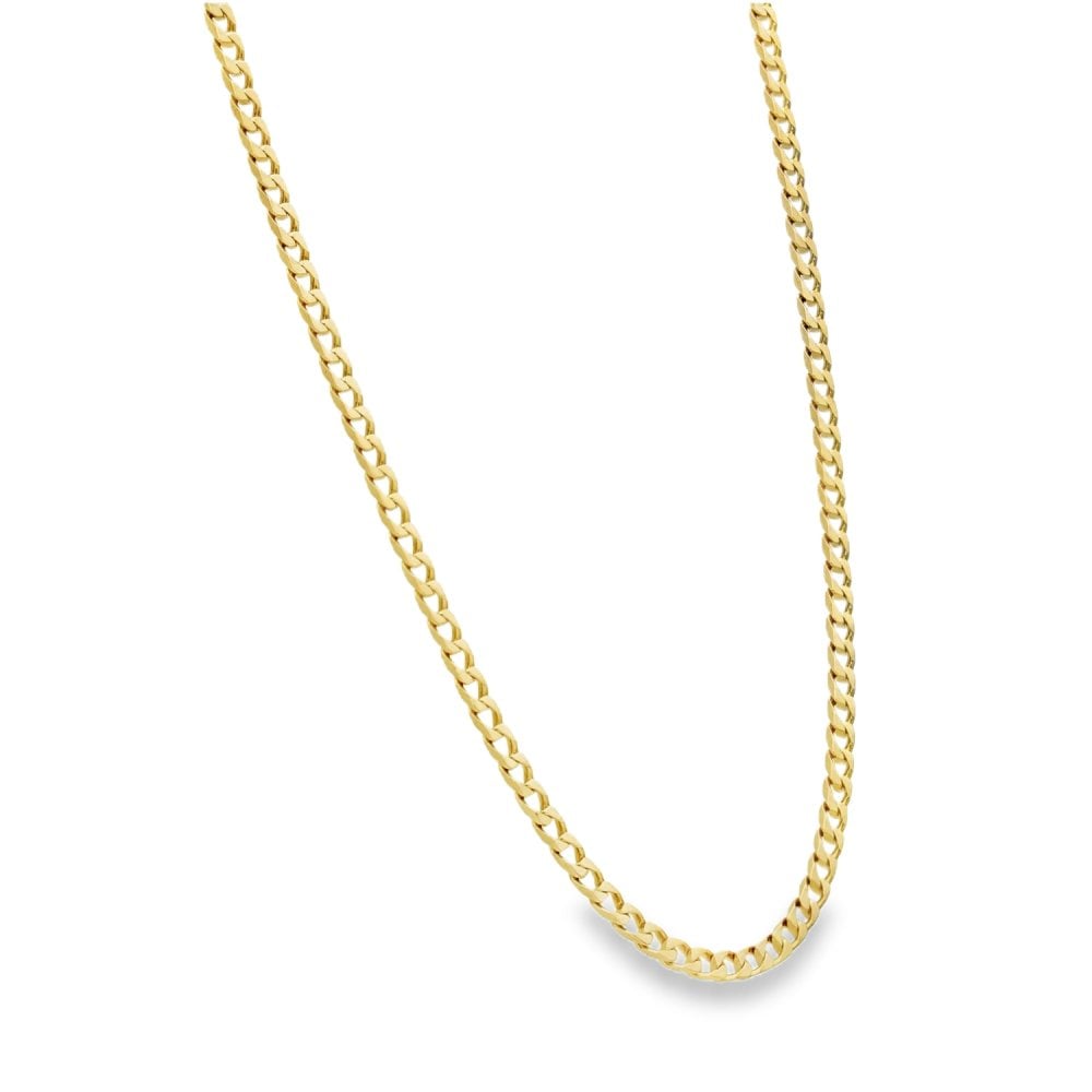 9ct Yellow Gold Square Curb Chain - 25" - 11.0g